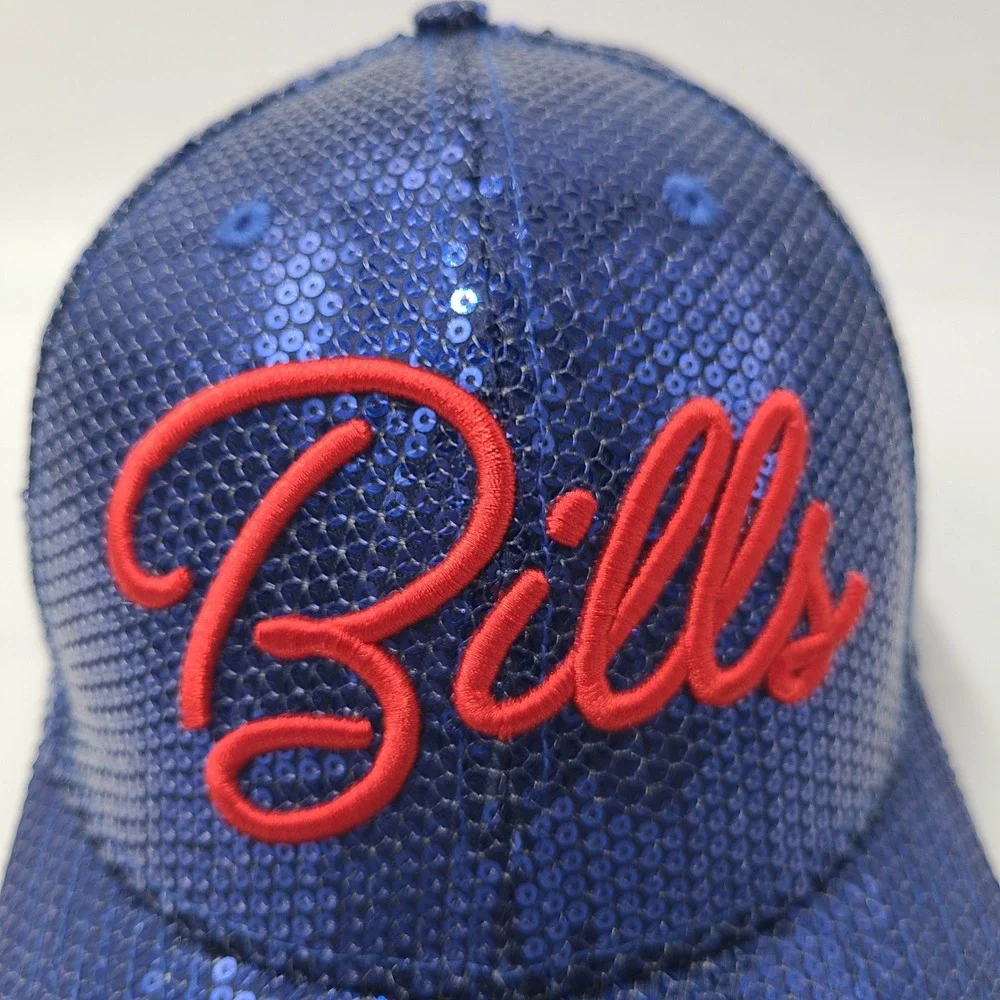 Women Buffalo Bills Hat Snapback New Era 9Forty Blue Red NFL Sequins Script Logo